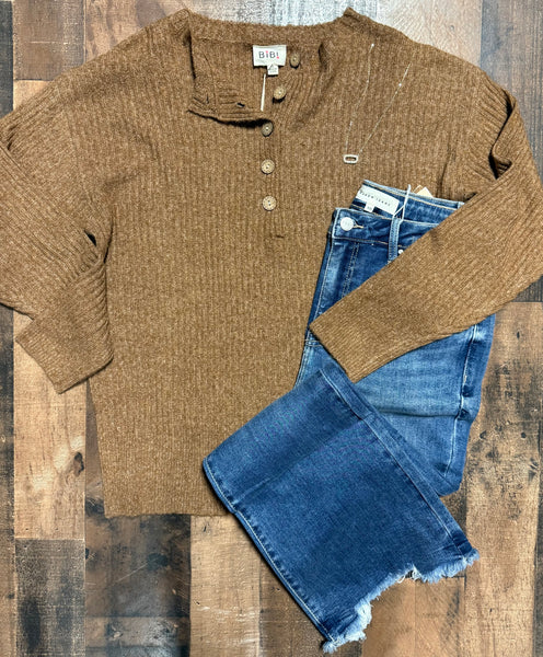 Buttoned Sweater Knit Top