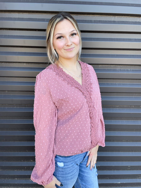 Mauve dotted sleeve top