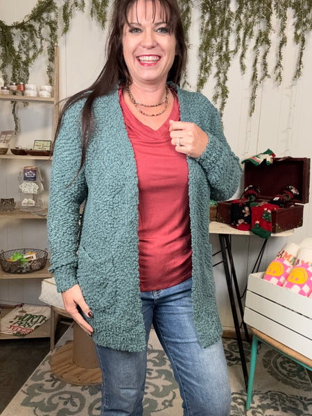 Popcorn cardigan with pockets